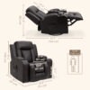 PAs8241949555516b.jpg Swivel Massage Recliner Chair Rocker, Overstuffed Manual Reclining Sofa, PU Leather Rocking Chair with Side Pockets, Cup Holders, for Living Room, Nursery, Brown