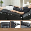 8-Point Vibration Massage Recliner Chair, PU Leather Manual Reclining Sofa, Swivel Nursery Rocking Chair with Remote Control, Side Pockets, for Living Room, Black
