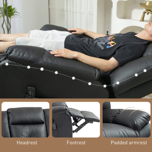 8-Point Vibration Massage Recliner Chair, PU Leather Manual Reclining Sofa, Swivel Nursery Rocking Chair with Remote Control, Side Pockets, for Living Room, Black