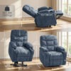 Power Recliner Chair with Massage, Electric Lift Chair for Elderly with Side Pockets, Cup Holders, Remote, Blue