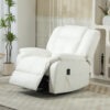 8-Point Vibration Massage Recliner Chair with Comfor Padding, Remote Control, Side Pockets, Swivel Nursery Rocking Chair, Cream White