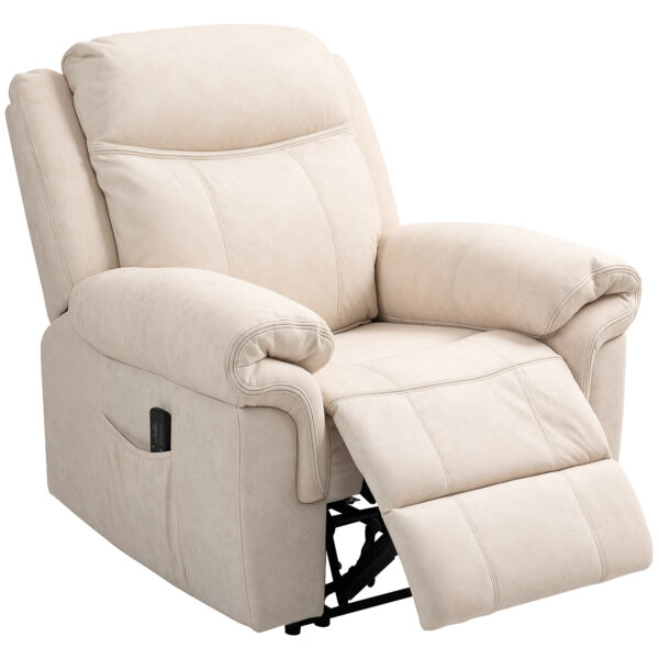 Manual Recliner Chair with Vibration Massage, Side Pockets, Microfibre Reclining Chair for Living Room, Cream White