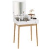 Makeup Vanity Table with Flip-up Mirror, Modern Dressing Table with 2 Drawers for Bedroom, White