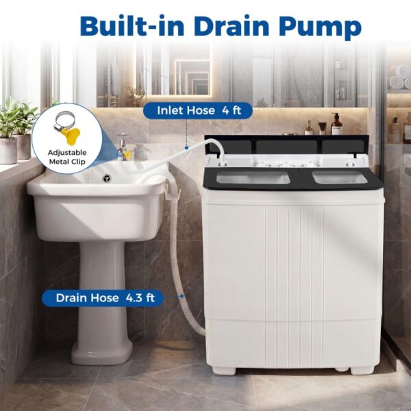 Portable Washing Machine with 12 LBS Washer and 8 LBS Spinner Combo for Apartments-Gray