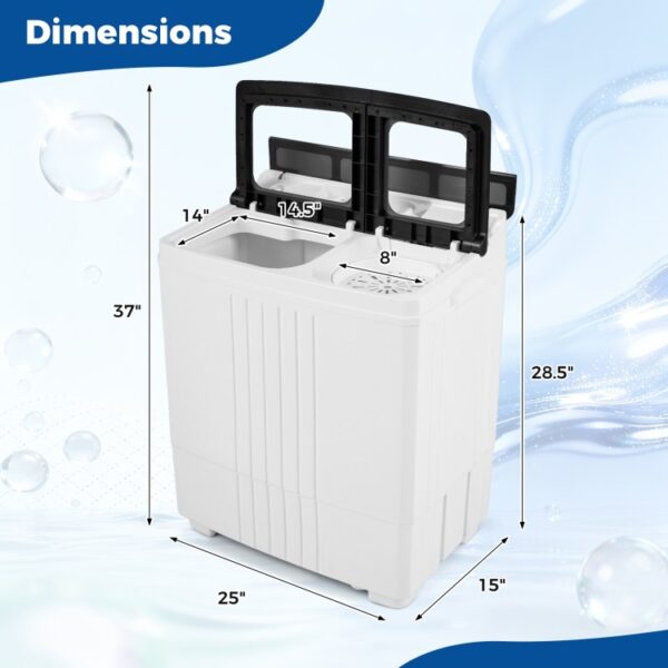 Portable Washing Machine with 12 LBS Washer and 8 LBS Spinner Combo for Apartments-Black