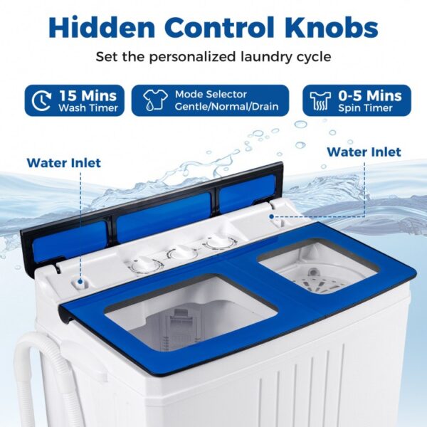 Portable Washing Machine 18 lbs Mini Laundry Machine with 11 LBS Washer-Blue