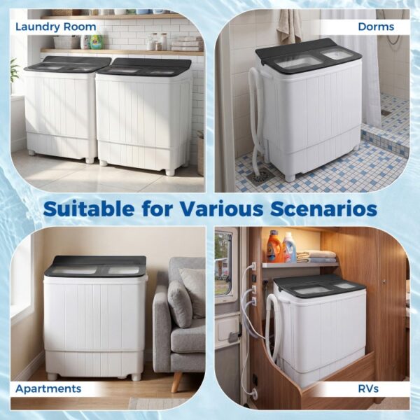 Portable Washing Machine 18 lbs Mini Laundry Machine with 11 LBS Washer-Grey