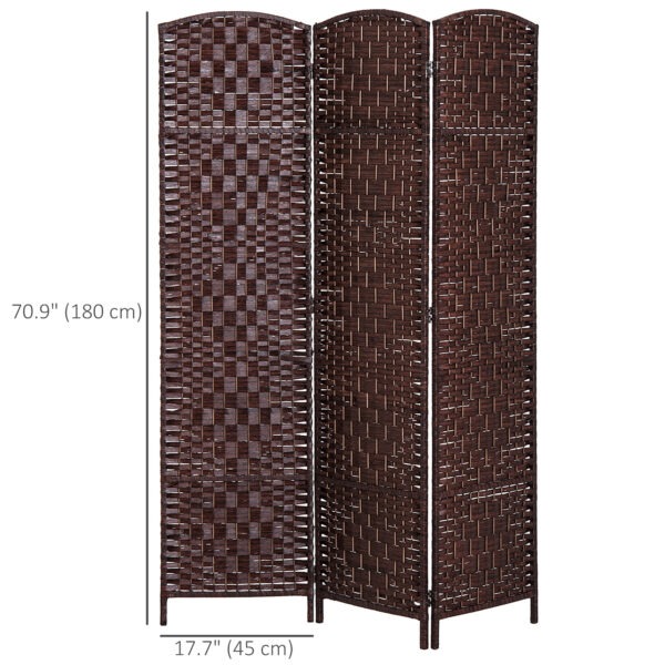 6ft Folding Room Divider, 3 Panel Wall Partition with Wooden Frame for Bedroom, Home Office, Brown
