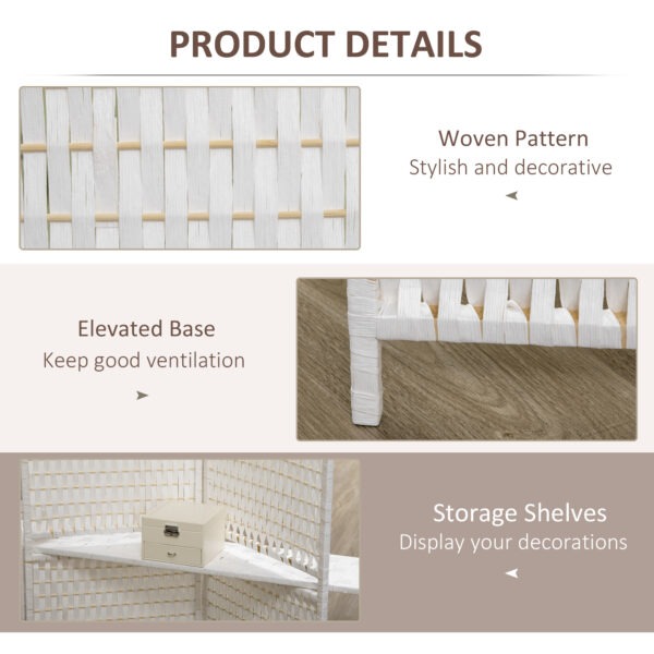 Q3H65219bdac38e13.jpg 4 Panel Room Divider with Shelves, 6 FT Freestanding Folding Privacy Screen, Partition Wall Divider for Bedroom, White