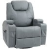 Q6719e19496d48056.jpg Massage Recliner Chair Leather Swivel Rocker Manual Reclining Chair with 8 Vibration Points, Cup Holders, Light Grey