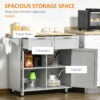 41" Rolling Kitchen Island, Kitchen Cart on Wheels with 2 Storage Drawers, 2 Door Cabinets and Towel Rack for Dining Room (Grey, 2-Doors)