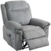 Manual Recliner Chair with Vibration Massage, Side Pockets, Corduroy Reclining Chair for Living Room, Grey