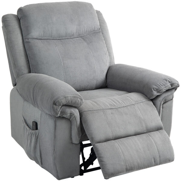 Manual Recliner Chair with Vibration Massage, Side Pockets, Corduroy Reclining Chair for Living Room, Grey