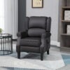 Massage Recliner Chair for Living Room, Push Back Recliner Sofa, Suede Wingback Reclining Chair with Extendable Footrest, Wood Legs, Remote Control, Side Pockets, Black