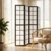 4 Panel Room Divider, 5.6 ft Folding Wall Divider Room Partition for Home Office, Bedroom, Living Room, Black
