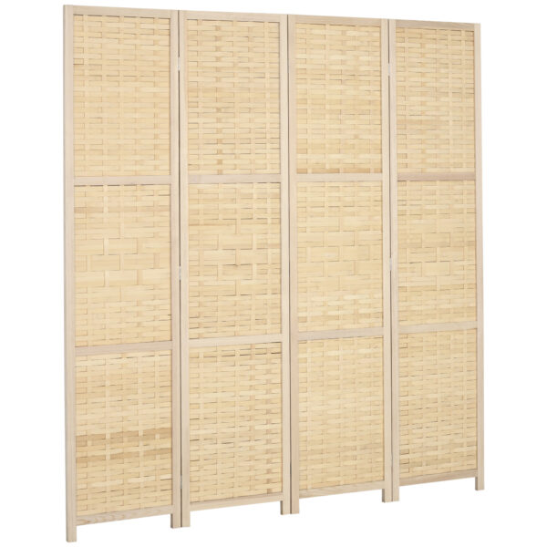 RFN0b419c52289224.jpg 4-Panel Room Divider, 5.6 FT Bamboo Freestanding Folding Privacy Screen for Indoor Bedroom Office, Natural Wood