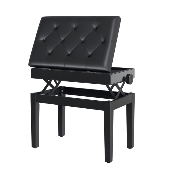 Adjustable Piano Bench with Storage and Soft PU Leather Padded, with Enough Music Storage Design, Black