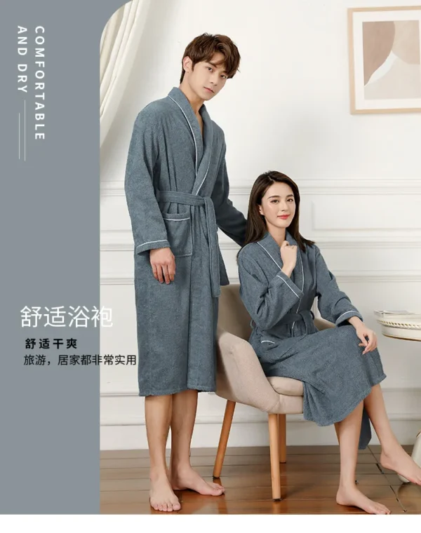 Women's 100% Cotton Toweling Terry Robe Unisex Lovers Soft Bath Robe for Men and Women Nightrobe Sleepwear Casual Home Bathrobe