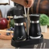 Kitchen Glass Spice Bottle Adjustable Refillable Salt and Pepper Shakers 2pcs Set with Shelf Spice Dispenser With Pour Holes