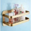 Wall‑Mounted Copper Bathroom Storage Rack – Single‑Tier Cosmetics Shelf