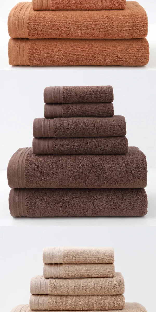 6‑Piece 100% Cotton Soft Absorbent Bathroom Towel Set