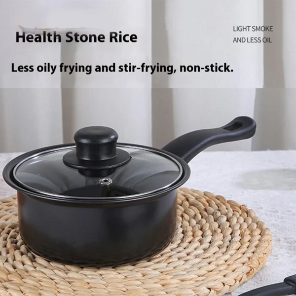 12-Piece Non-Stick Cookware Set Cooking Pot with Lid Milk Pot Maifan Stone Frying Pan Cooking Pot Set for All Hob