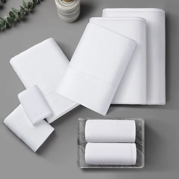 7PCS Cotton White Face & Hand Towels – Soft & Absorbent