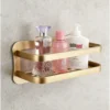 Wall‑Mounted Copper Bathroom Storage Rack – Single‑Tier Cosmetics Shelf