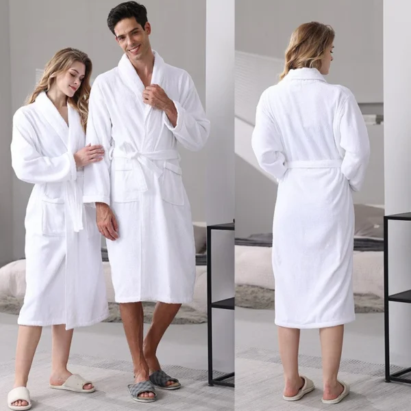 Pure Cotton Hotel Bath Robe – Unisex Kimono Towel Robe for Adults