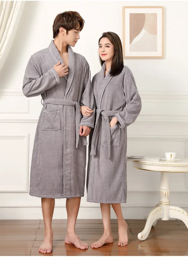 Women's 100% Cotton Toweling Terry Robe Unisex Lovers Soft Bath Robe for Men and Women Nightrobe Sleepwear Casual Home Bathrobe