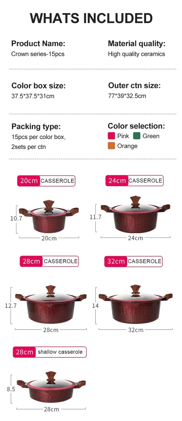 DONNOR 6pcs Non-stick Cookware Set Soup Pot Granite Coating Aluminium Saucepan Stoves Universal Kitchen Cooking Pots Set