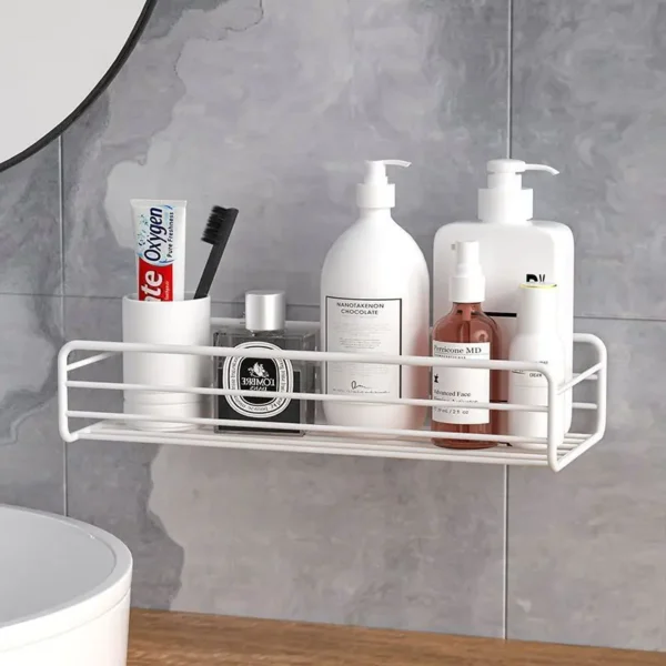 Wall‑Mounted Corner Storage Rack – Punch‑Free Single Shelf