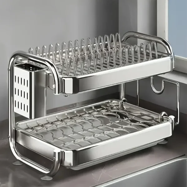 S1426b1da8afc46228e666a06a28e3f27A-1.webp Stainless Steel Multifunctional Dish Drying Rack Organizer