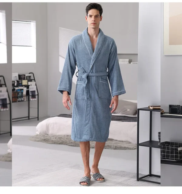 Pure Cotton Hotel Bath Robe – Unisex Kimono Towel Robe for Adults