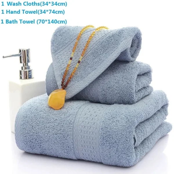 S18783be4cd5b4e0ab85764d455e535f3K.webp Soft 100% Cotton Bath Towel Set – Super Absorbent 3‑Pack