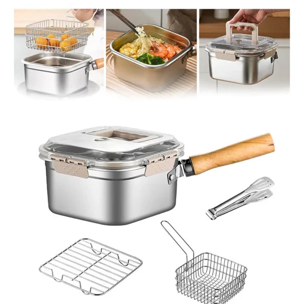Stainless Steel Frying Cooker Set with Basket & Oil Filter