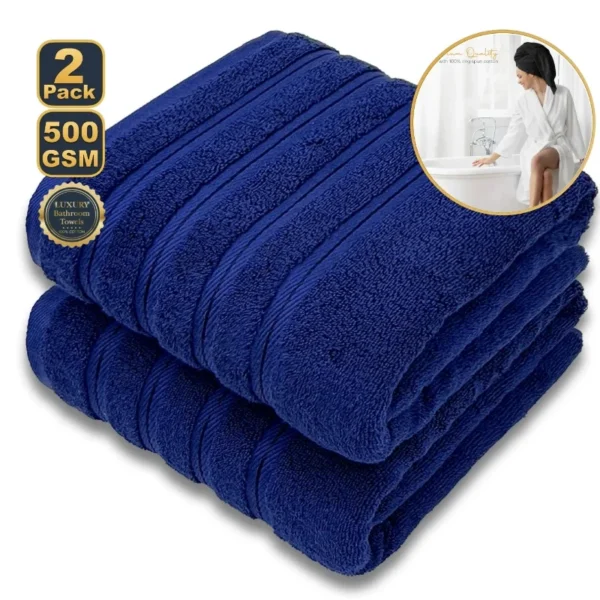 S1b4b357652014510af70158830d245fch.webp 2‑Piece Egyptian Cotton Bath Towel Set – Super Absorbent Quick‑Dry Terry Towels (White & Blue)
