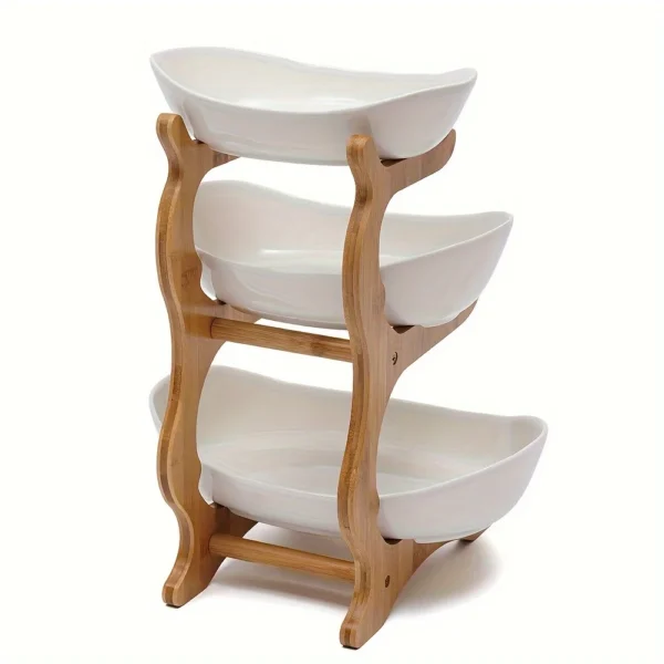 3‑Tier Wooden Fruit & Vegetable Basket with Stand