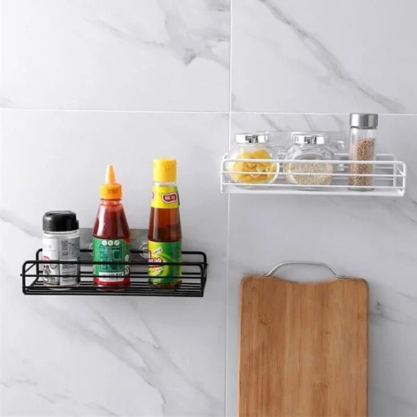 Black Iron Corner Bathroom Storage Rack – Punch‑Free Wall Mounted Shelf