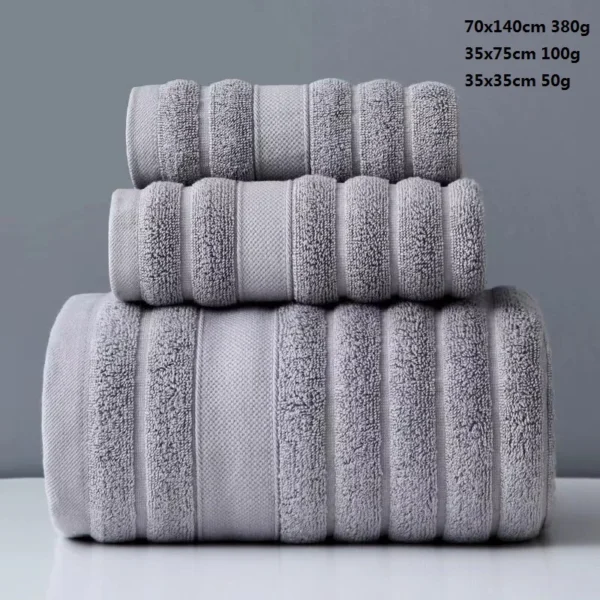 S1e1bd487f24f4b81b71596a13205898ef-2.webp Pure Cotton Terry 3‑Piece Thick Soft Bathroom Towel Set