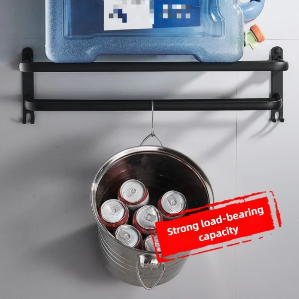 Bathroom Towel Rack Wall Mounted Space Aluminum Storage Shelf Black Double-layer Folding Towel Holder Bathroom Accessories