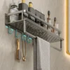 Wall‑Mounted Aluminum Bathroom Rack – Lacquered Single‑Tier Shelf
