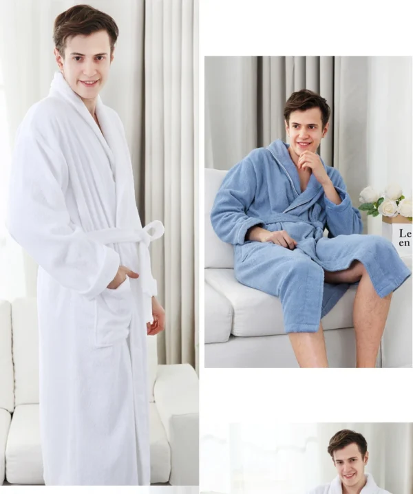 Pure Cotton Hotel Bath Robe – Unisex Kimono Towel Robe for Adults