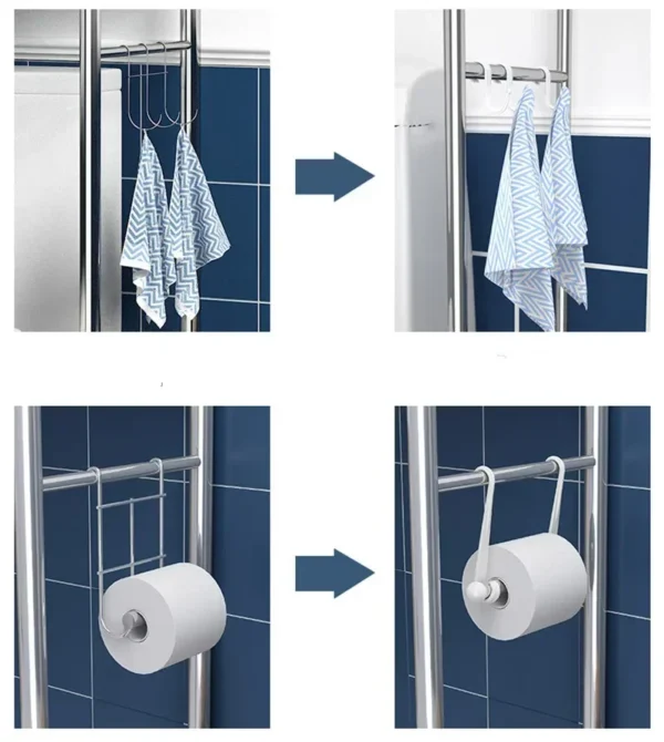 Floor‑Standing Metal Toilet Storage Rack – Punch‑Free Bathroom Organizer Shelf