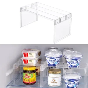 Transparent Layered Fridge Storage Rack – Space‑Saving Organizer Shelf