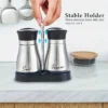 Kitchen Glass Spice Bottle Adjustable Refillable Salt and Pepper Shakers 2pcs Set with Shelf Spice Dispenser With Pour Holes