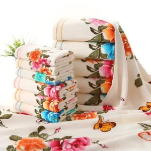S30ca5b7e8b36411d99c849bfedcfca22W.webp 2025 New Luxury 100% Cotton Towel with Bath Towels New Women Peony Beach Towel Bathroom Set for Family Guest Bathrooms Gym