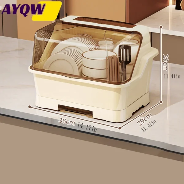 Dish Rack with Lid – Dust‑Proof Kitchen Organizer