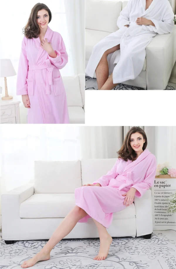 Pure Cotton Hotel Bath Robe – Unisex Kimono Towel Robe for Adults