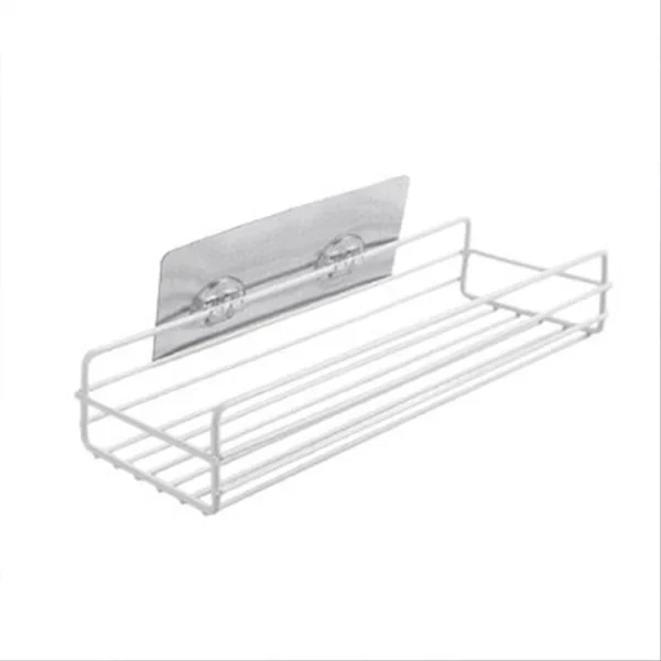 Black Iron Corner Bathroom Storage Rack – Punch‑Free Wall Mounted Shelf